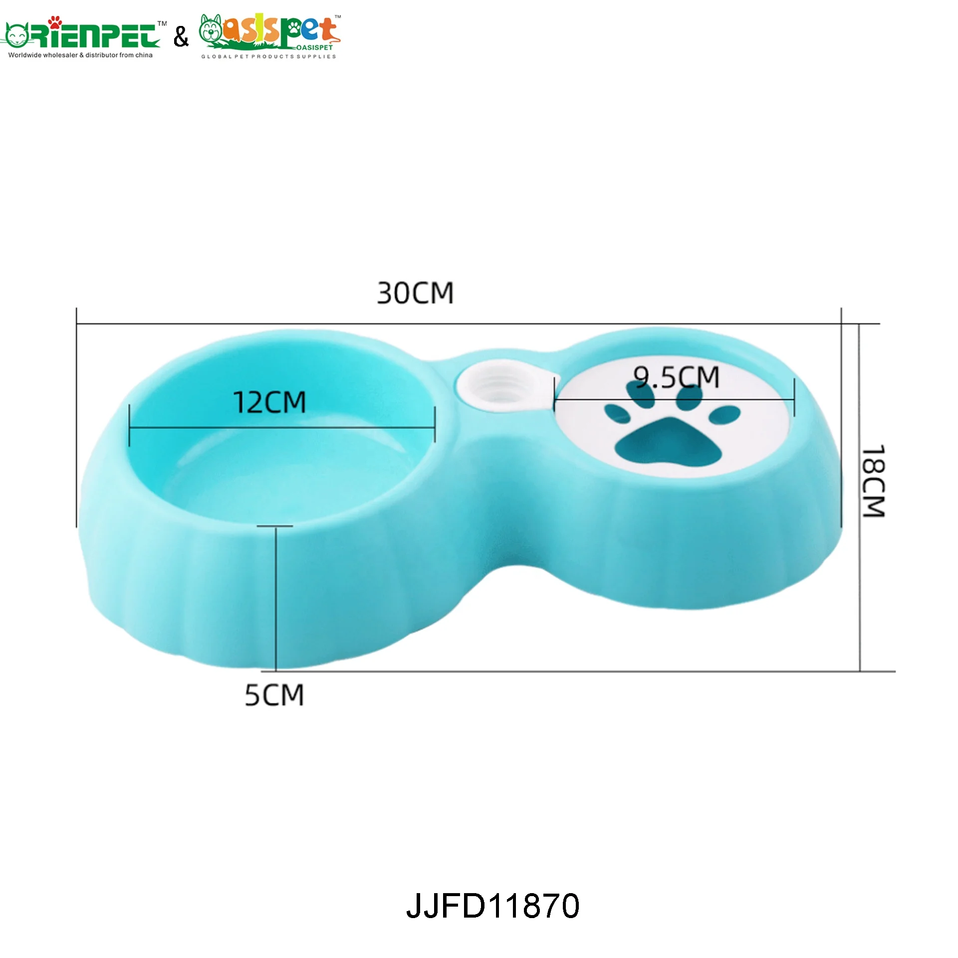 ORIENPET & OASISPET Pet Plastic Pumpkin shaped double bowl JJFD11870 pet feeder Pet products