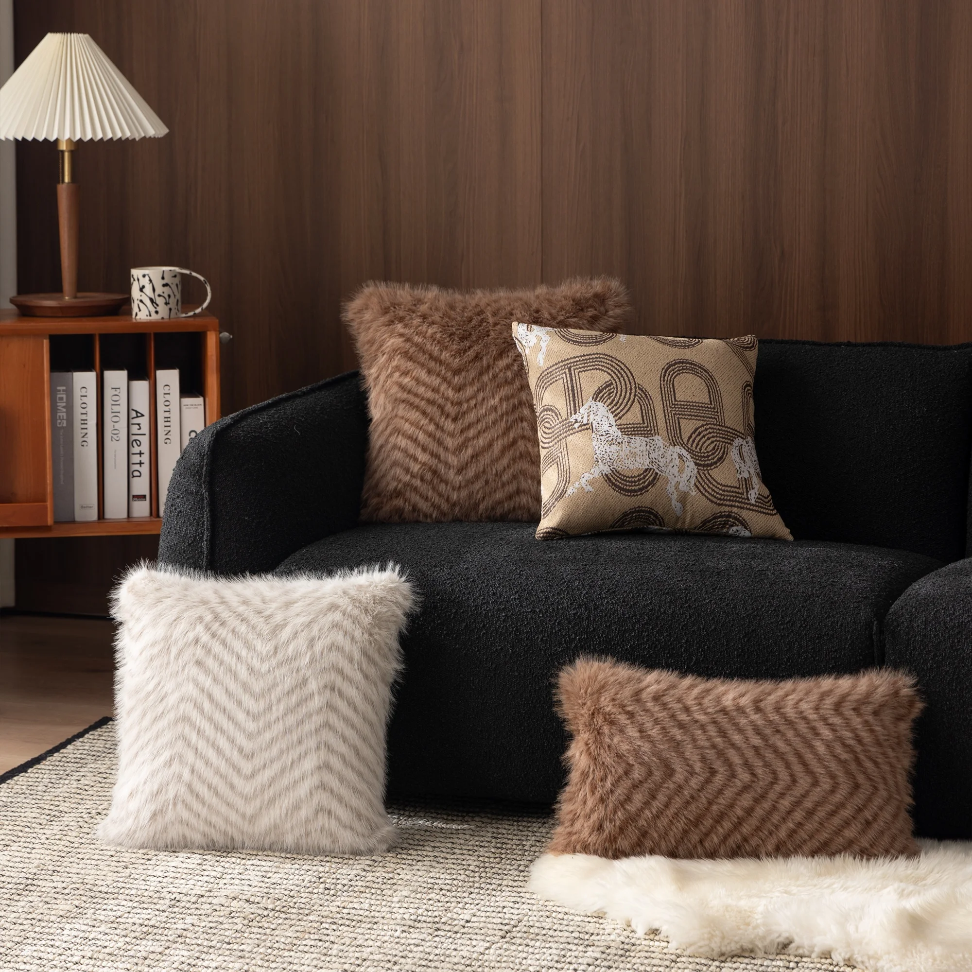 Home Decor Modern Herringbone Decorative Fluffy Pillow Covers Boho Cushion Cover Polyester Autumn Winter Pillow For Sofa