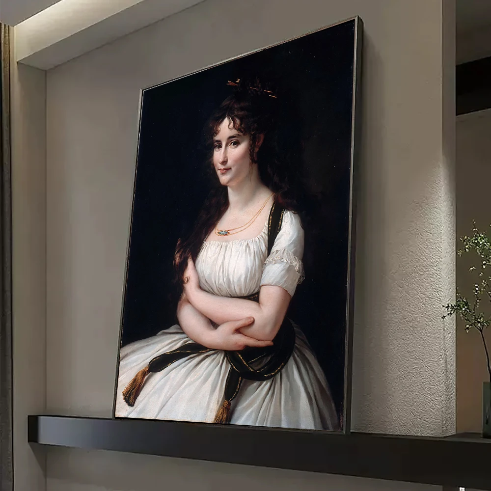 Classic Female Portrait Painting Metal Frame Waterproof Crystal Porcelain Painting for Wall Art Painting