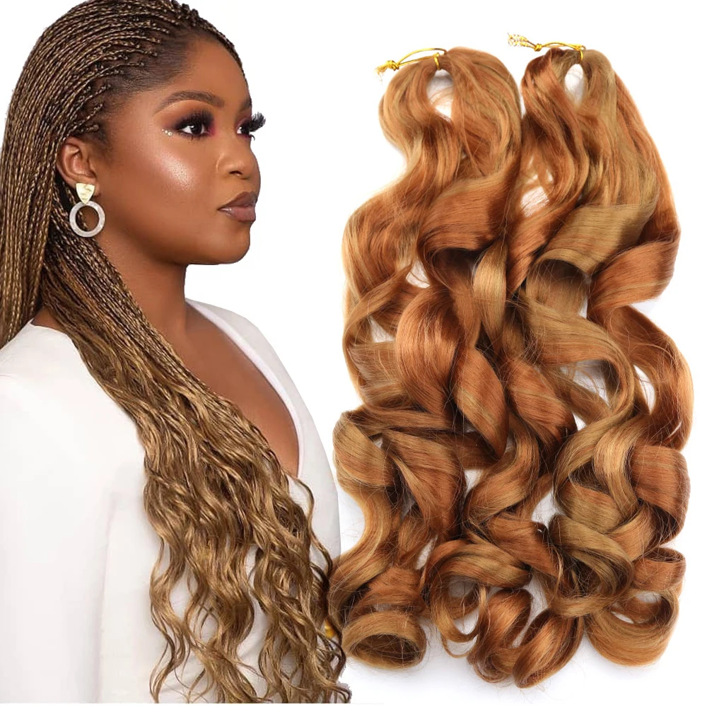 Hot Sell Customized French Curly Wavy Synthetic Hair Extension Ocean Deep Wave Spiral Curl Loose Body Wave Braiding Hair