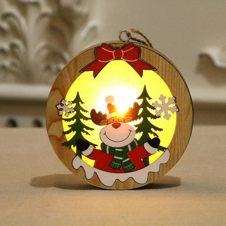 
Wholesale wood crafts lights christmas tree ornaments 