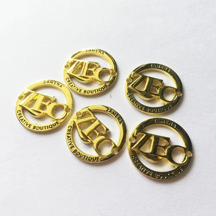 Fashion design engraved brand name custom metal logo labels tag for clothing