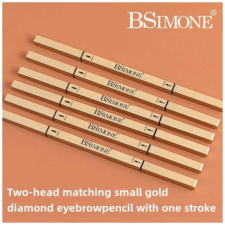 BSimone Double-Ended Ultra-Fine Small Gold Bar Eyebrow Pencil Long-Lasting Waterproof Anti-Sweat Beginners Mineral Box