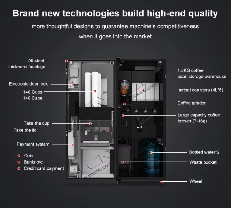 Custom vending machine the most popular fresh coffee vending machine use an automated coin credit card system