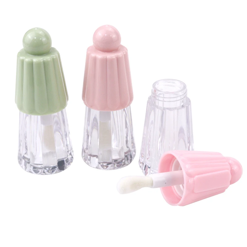 Novelty cute custom lip gloss tube with big brush 5ml lovely pudding shaped empty lip gloss tubes container