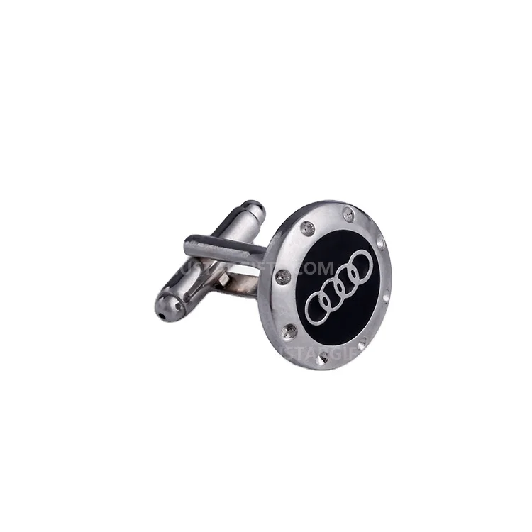 Factory custom car brand name cufflinks, blank engraved logo printed enamel cufflinks