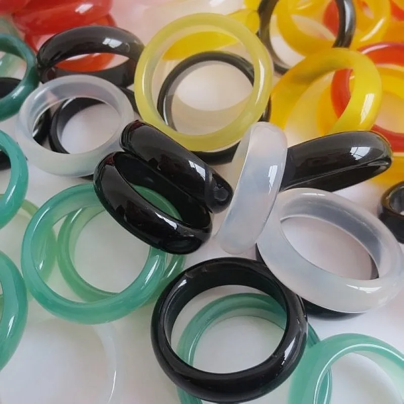 gemstone rings black onyx yellow agate green agate white agate stone ring women
