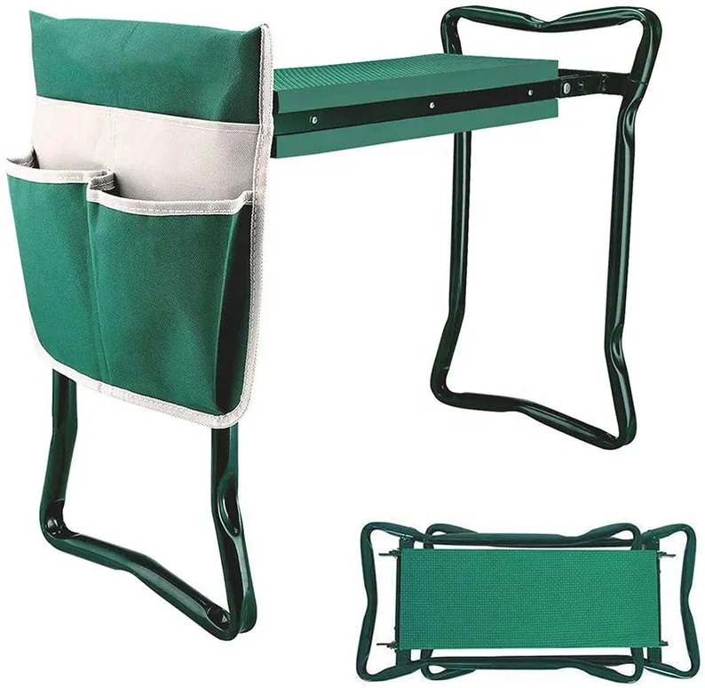 Garden Kneeler and Seat Stool Heavy Duty Garden Folding Bench Large Tool Pocket and Soft EVA Kneeling Pad for Gardening Lovers