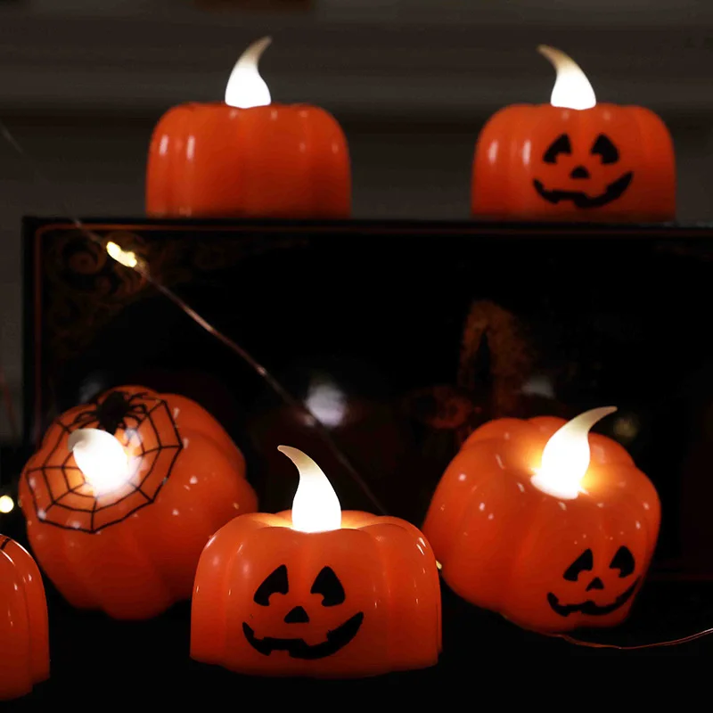 Halloween Outdoor Decor Led Mini Plastic Pumpkin Lights Decoration For Indoor Party Tabletop Decorations