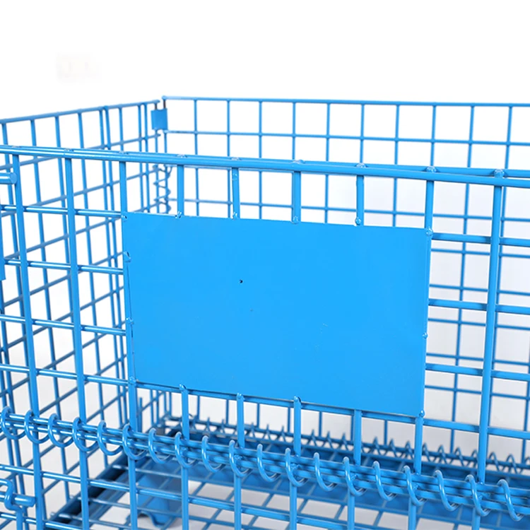 High Quality Industrial Foldable Wire Metal Pallet Cage Folding Stackable Storage Container