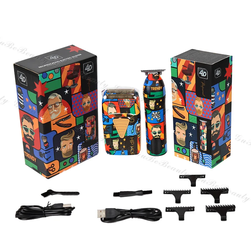 Gubebeauty newest hot sale professional hair trimmer graffiti shaver screen display all steel blade set with