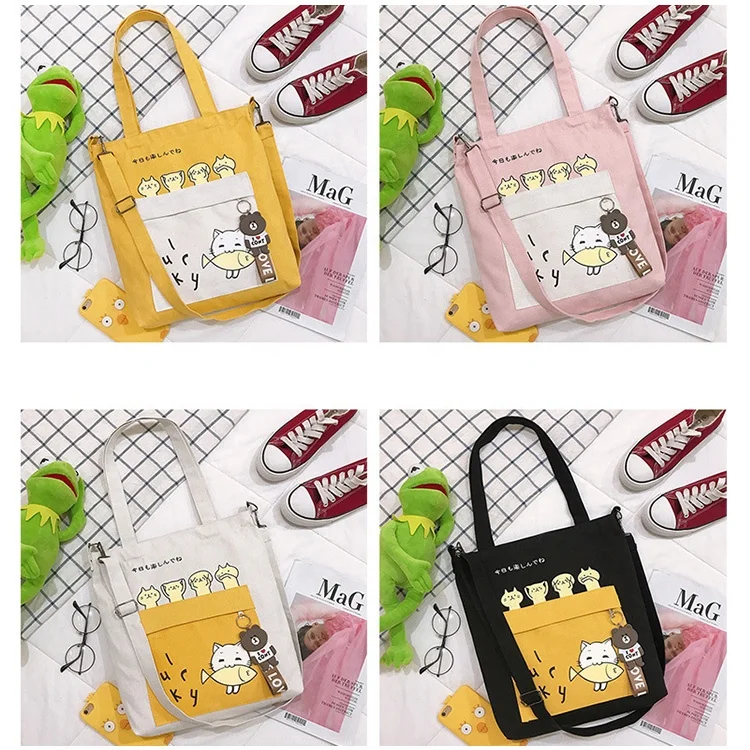 Custom printed recycle large reusable canvas cotton shopping bag with logo