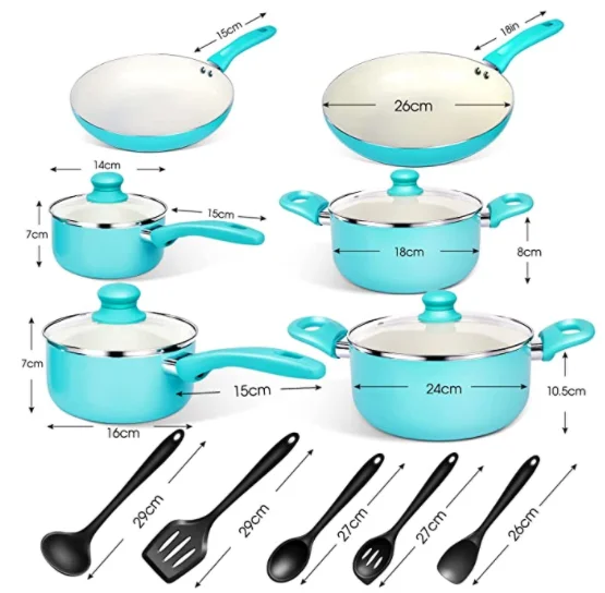 ECO-Friendly Aluminum Alloy ceramic coating cookware sets with cd bottom