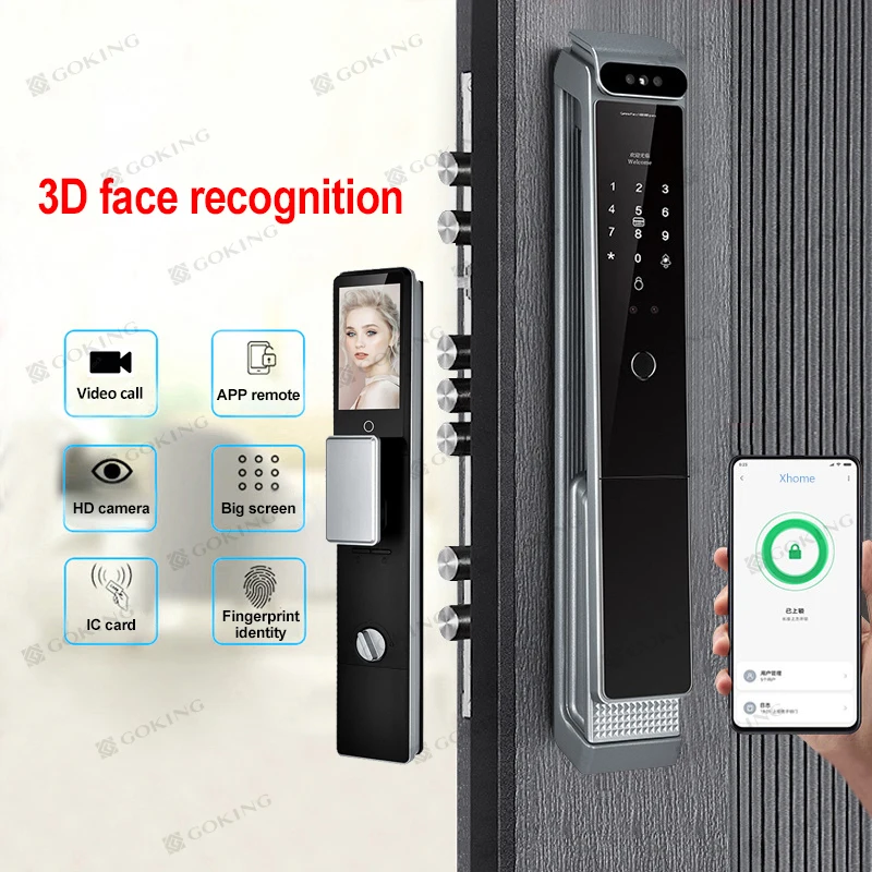 Goking Digital Lock Camera Video Call Fingerprint Cat Eye Wifi Phone Intercom Key Security Home Electronic Smart Door Lock Gate