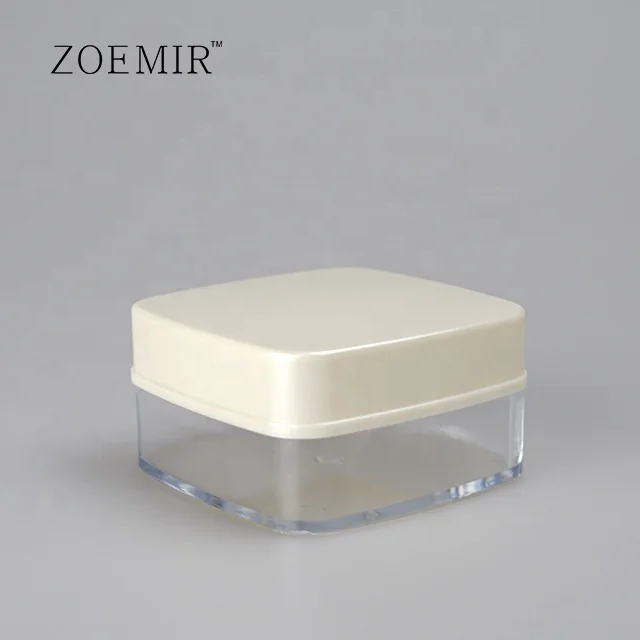 Plastic cosmetic packaging empty pink color square shape loose powder case foundation powder case with custom logo