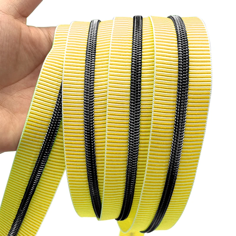 Hot sale nylon zipper special zebra stripes tape gunmetal teeth jacquard #5 and #3 zipper coil for bag