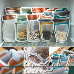 Multi Design Plastic Resealable Ziplock Bottle Shaped Stand Up Pouch Packaging Doypack Food Snack Storage Mason Jar Zipper Bag