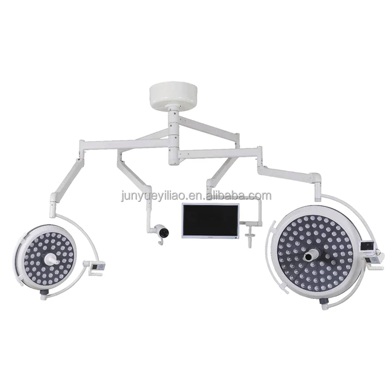 Double Dome Surgical Shadowless Led Lamp Ceiling Mounted Hospital Operating Theater Light With Camera
