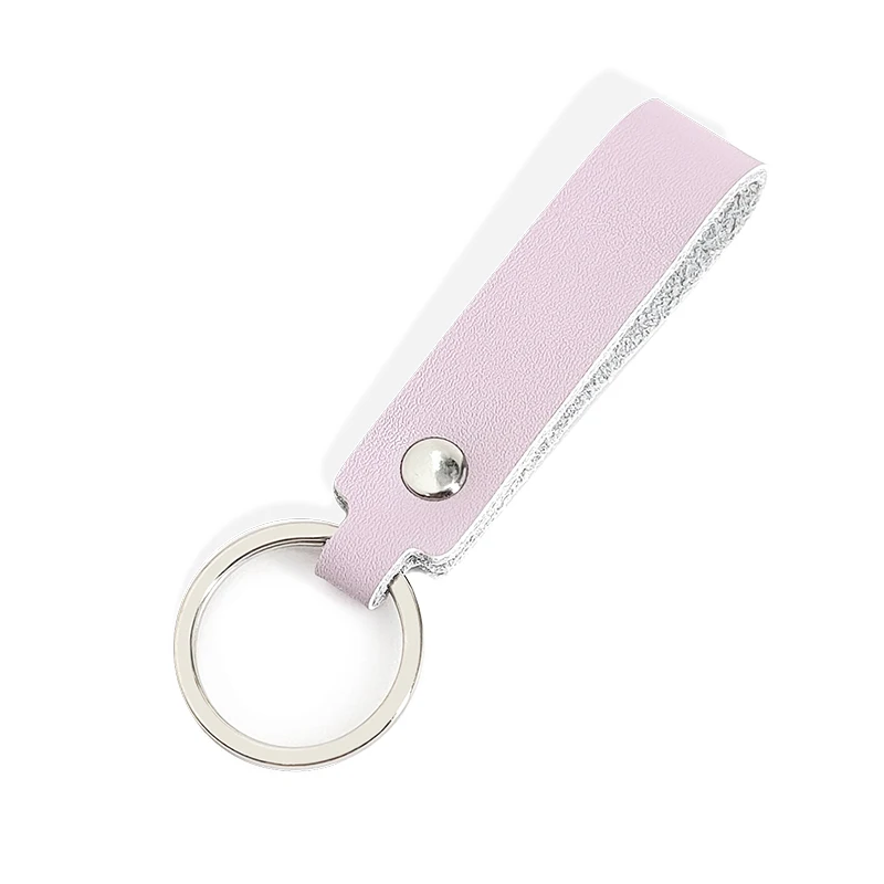 genuine leather keychain small fresh fashion Macaron color light color key chain girl car key pendant gift