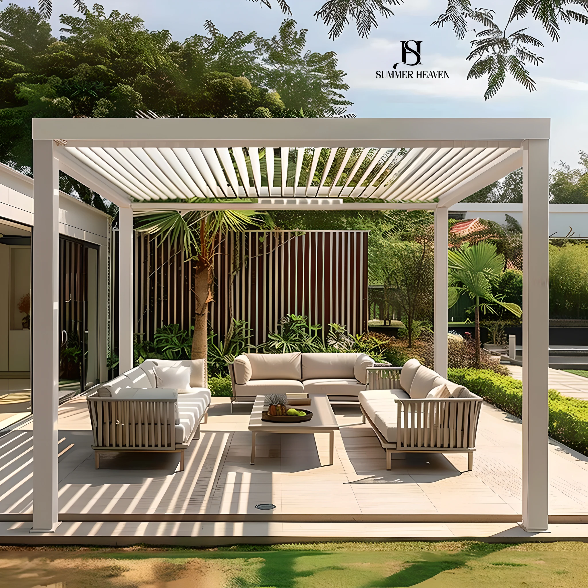 customized motorised large snow-resistant gazebos outdoor aluminum alloy pavilion with led lights 3x3 pergola house