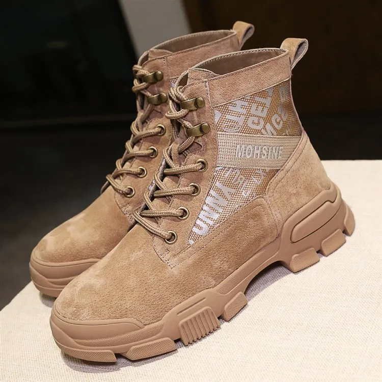 Высококачественные женские ботинки с принтом, увеличивающие рост до щиколотки, Осенние повседневные ботинки