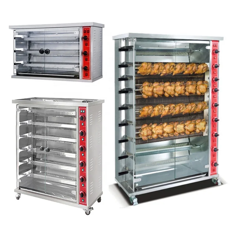 Industrial commercial stainless steel 3 6 9 rotary gas chicken grill rotisserie machine chicken rotisserie oven for restaurant