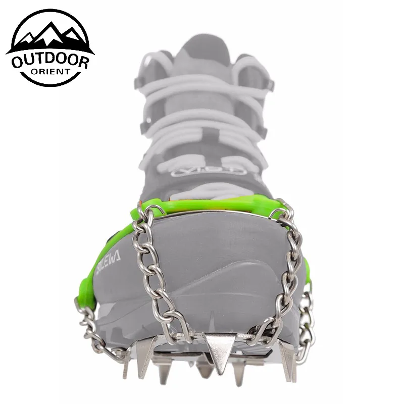 Hiking Crampons Ice Snow Grips Traction spikes Shoes Grips with Anti Slip 14 Teeth Stainless Steel Spikes Protect Hiking Crampon
