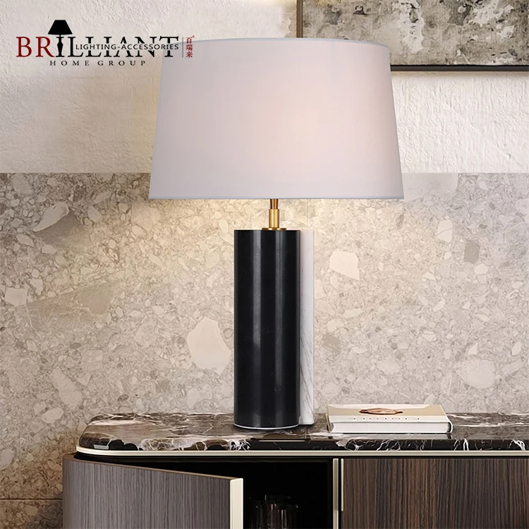 Modern Minimalist Design Living Room Bedroom Bedside Desk Light Dislocated Black White Mable Table Lamp