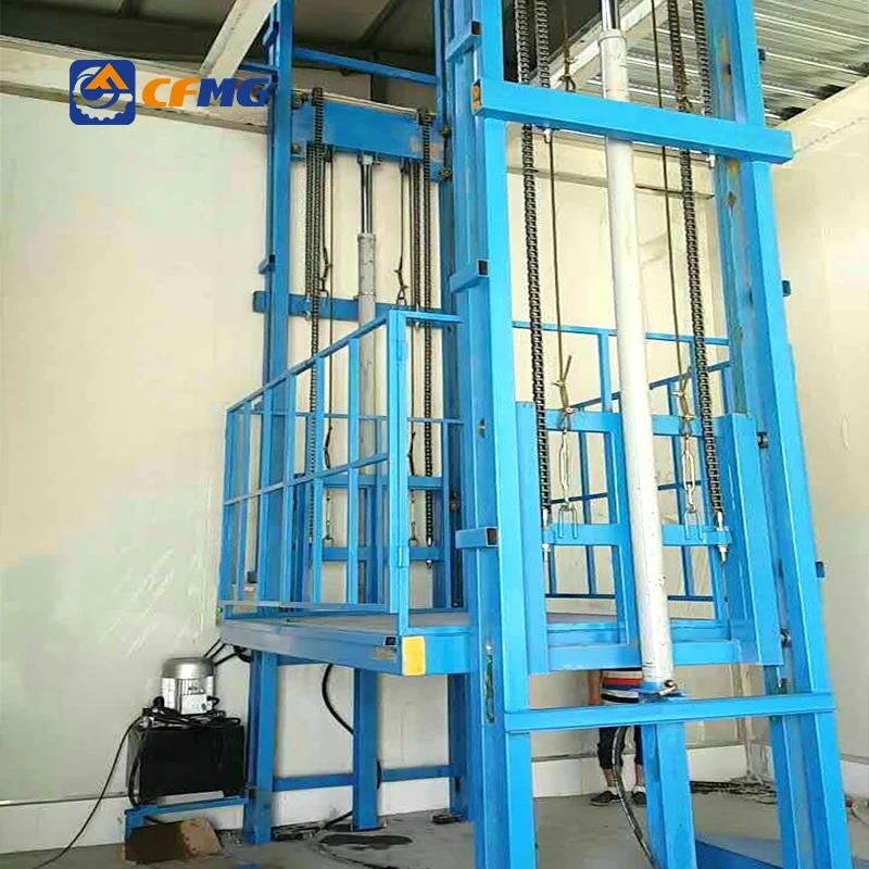 500kg load lifting height 4m hydraulic freight elevator guide rail cargo lift table for sale
