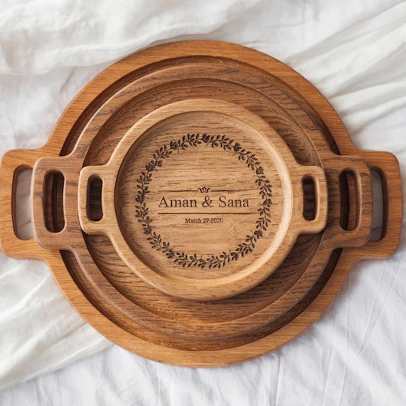 Unique Acacia Wood Serving Tray Wood Serving Platter Plate Wooden Steak Board For Christmas Wedding Gift