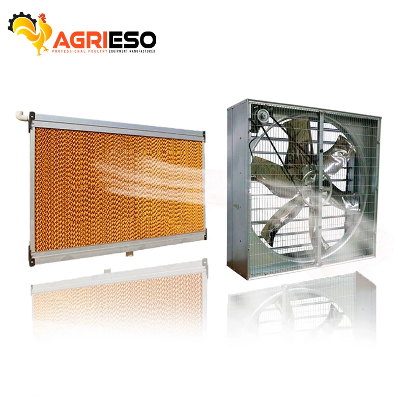 Agrieso Poultry Chicken Farm Ventilation Cooling Pad Push Pull Circulation Hammer 36 Inch Fans Exhaust Pad Fan Cooling System