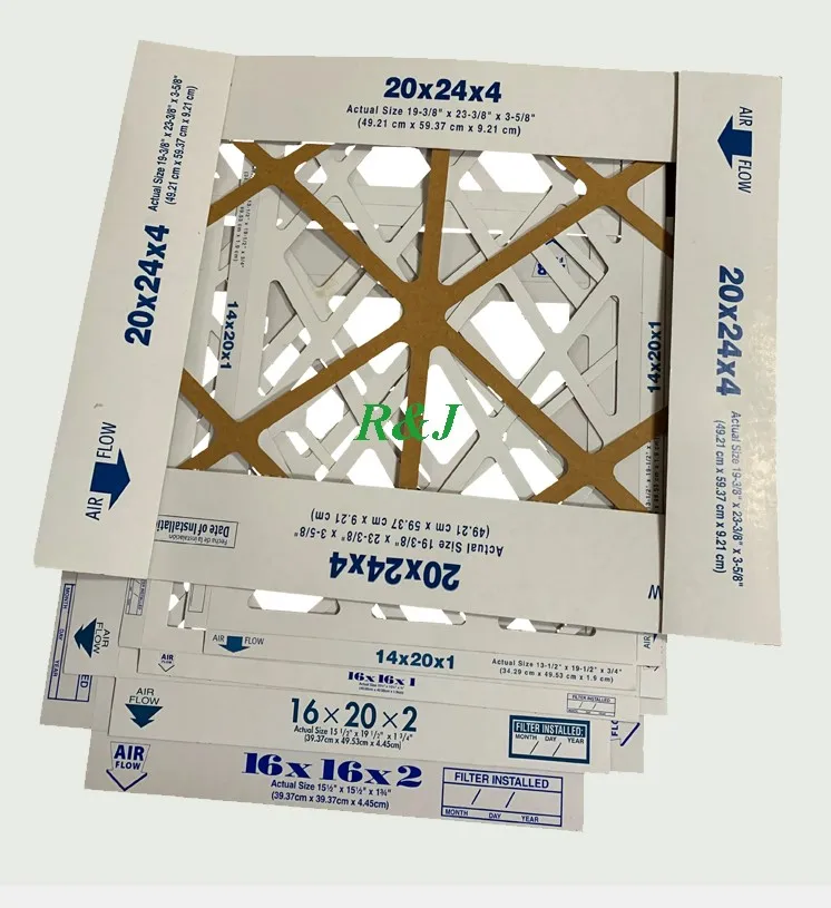 Customized size 20x20x1 Paper cardboard frame merv 8 9 11 13 14 pleated air furnace aur ac filter