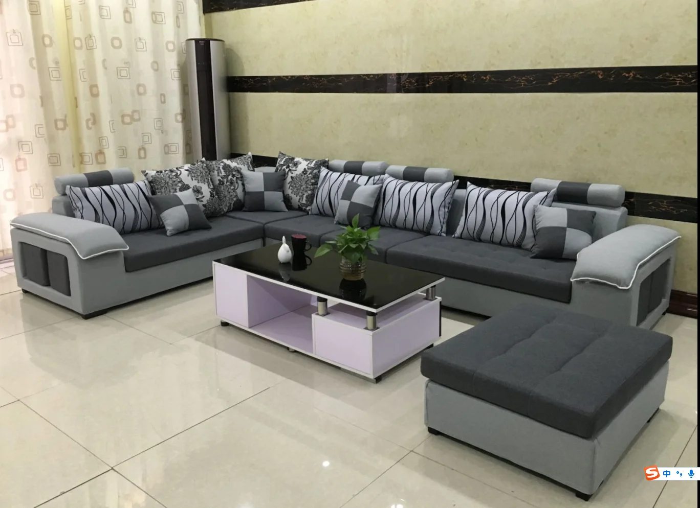 Simple Modern No-clean Technical Fabric Combination Sofa Large Detachable Washable Latex Corner Fabric Sofa For Living Room