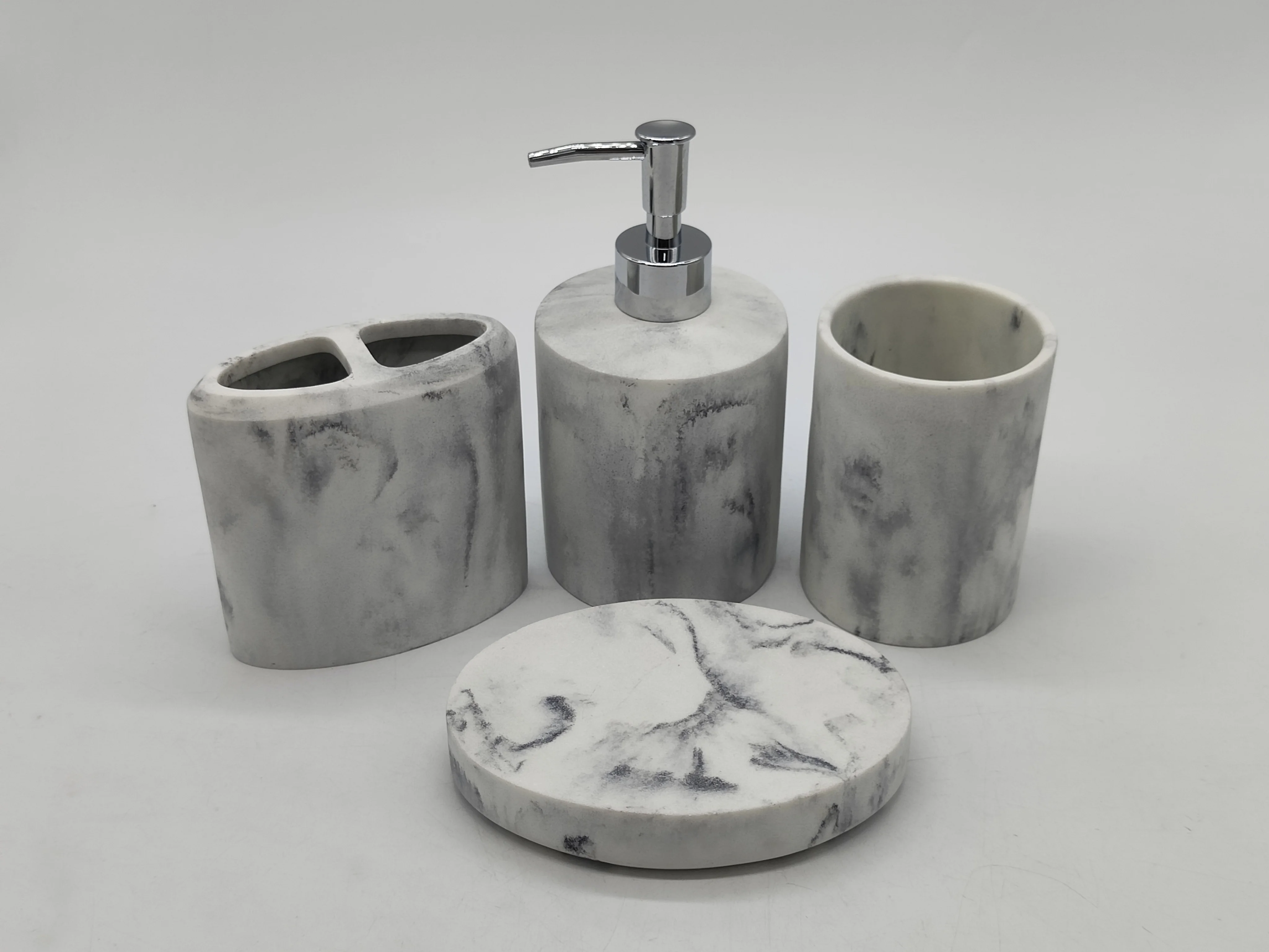 simple style Restroom Decoration White and Black Marble Hotel Decoration Bathroom Accessory Sets lotion dispenser