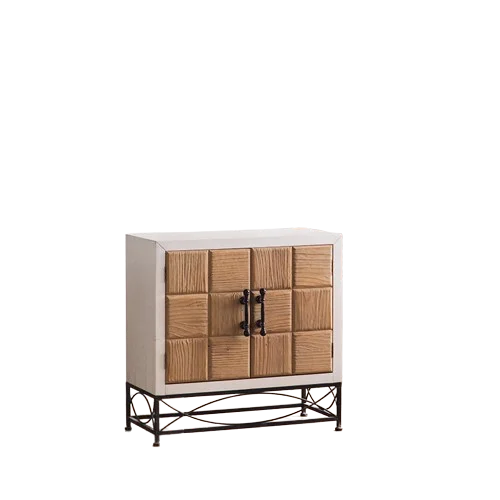 Nordic Farmhouse Style Retro Living Room Cabinet Solid Wood Antique Furniture With 2 Carving Door