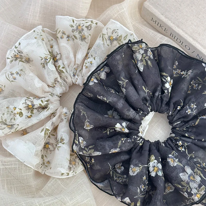 2024 Wholesale Floral Scrunchies Hairband Hair large scrunchies Rubber Elastic Hair Bands Hair Accessories For Women Girls