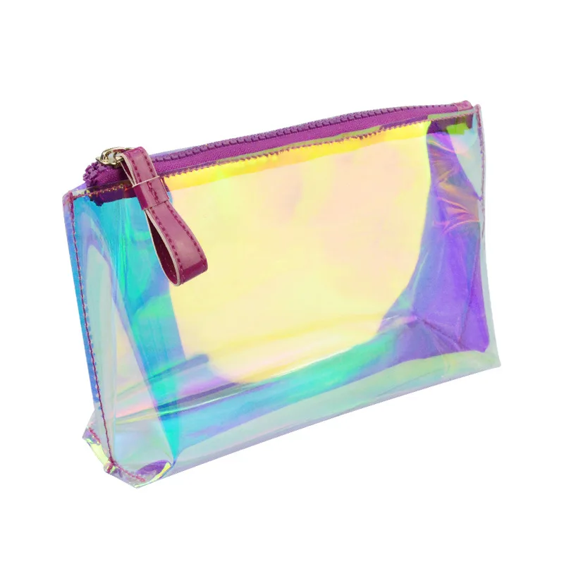 Direct Selling New Laser Magic Color PVC Cosmetic Bag Portable Multifunctional Cosmetic Makeup Bag Transparent Rainbow PVC Bag