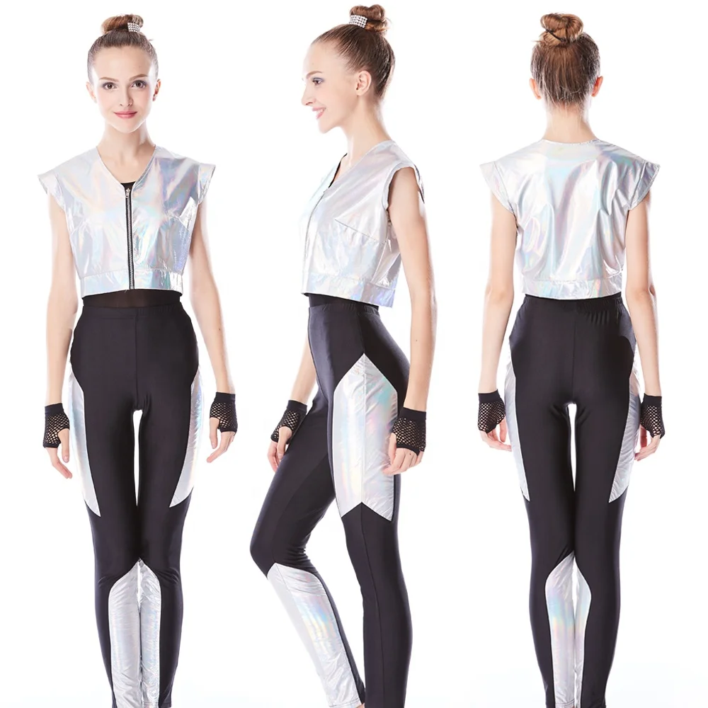 MiDee MJ Hip Hop Costume 3 Piece Outfit Clothing Jazz Hip Hop Dance Wear Vest Pants and Leotard.