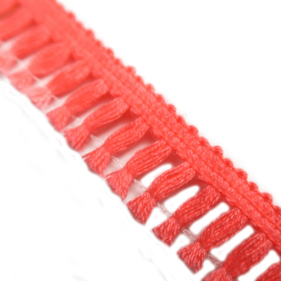 Textile Accessories Red Cotton Long Tassel Fringe Trim For Cushion