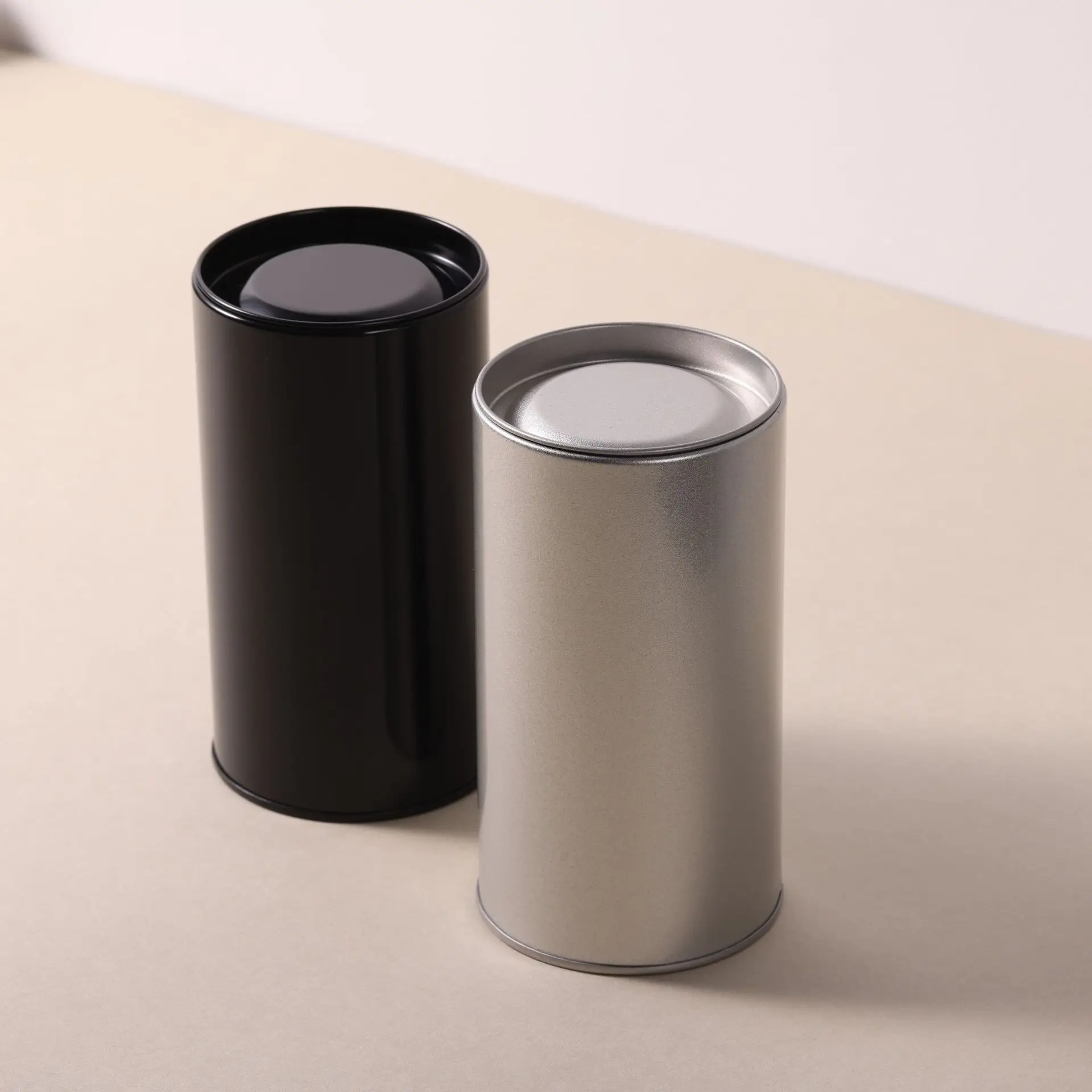 Empty Food Grade Custom Small Round White Metal Storage Canister Tea Sugar Coffee Tin Can With Lid custom printed tin can