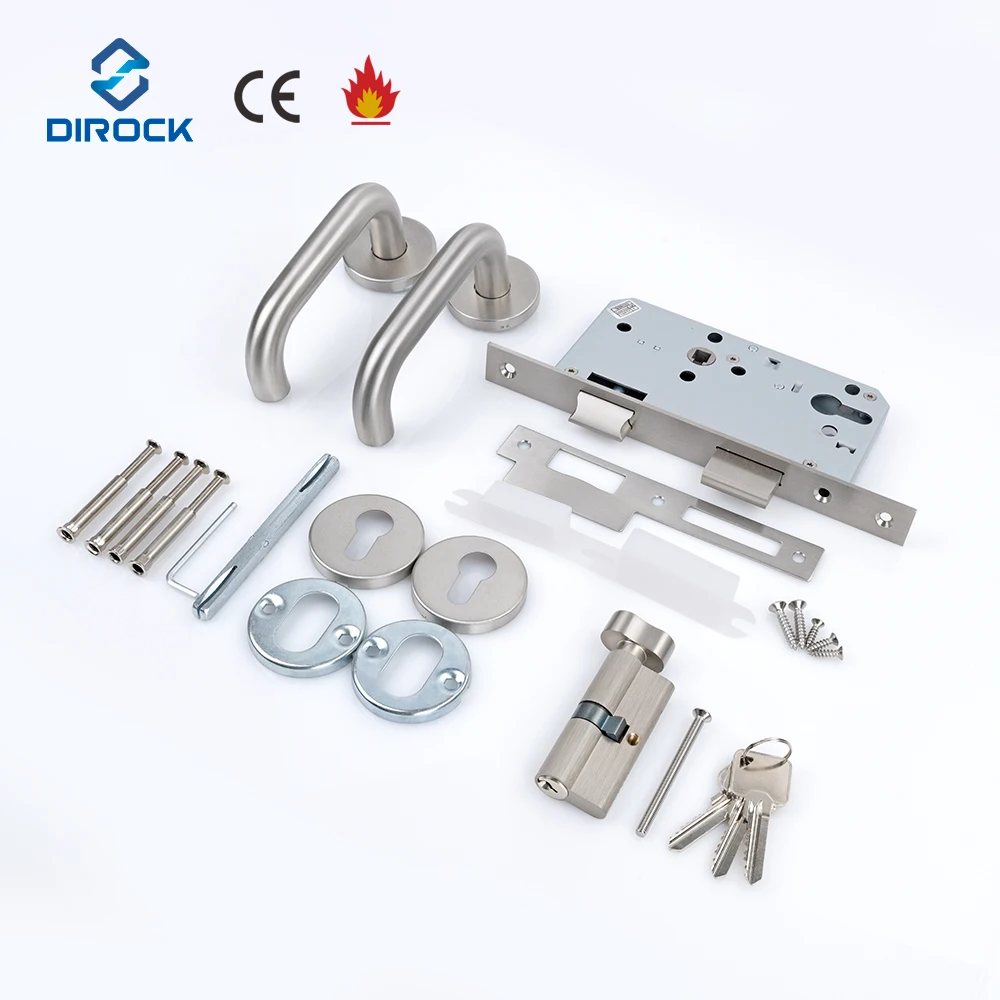 Fire Rated Door Hardware CE SS Mortise Lock Body Door Lever Handle Euro Profile Cylinder with certificates