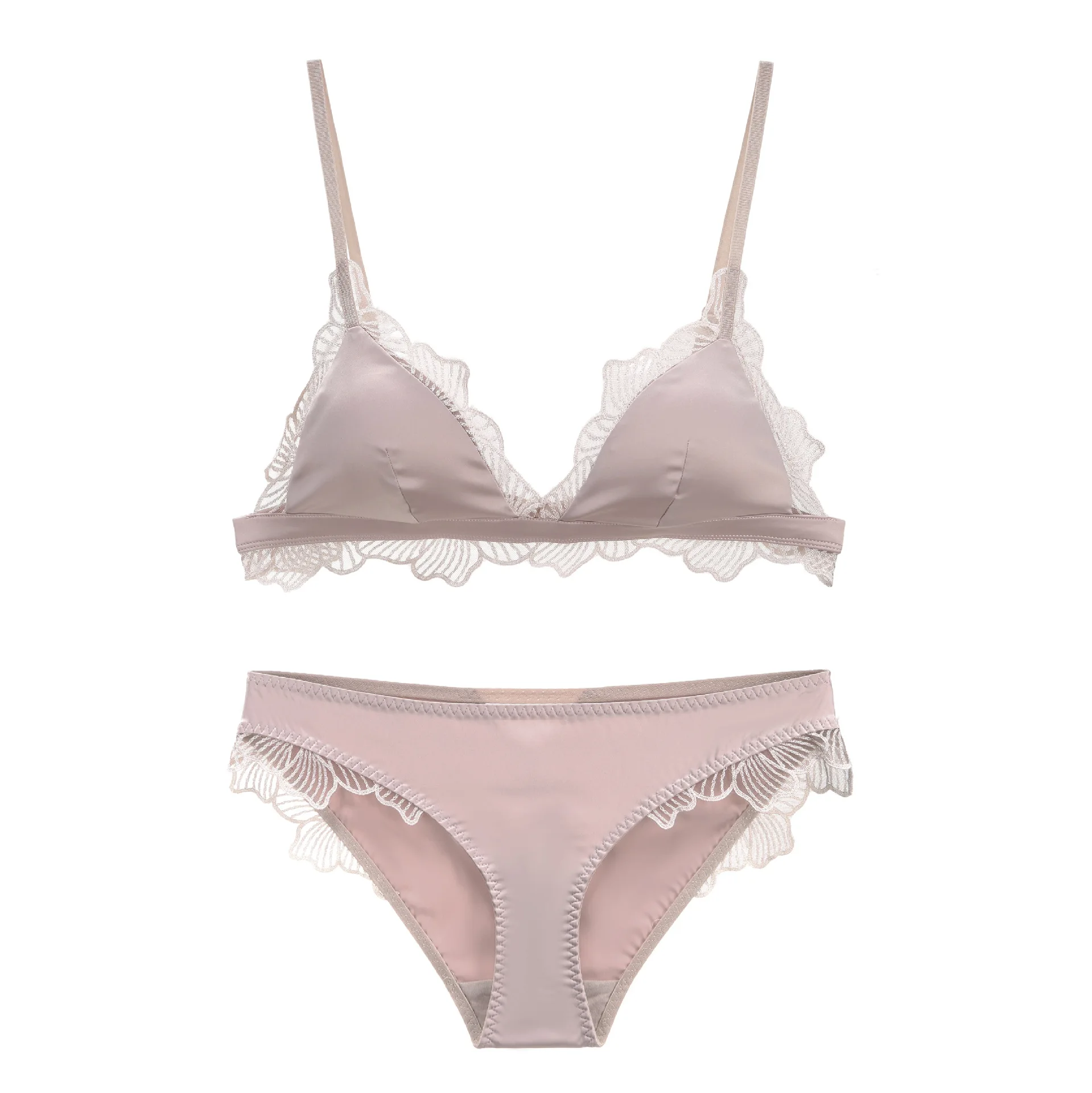Sexy Luxury Ice Silk Pictures Of Women In Lace Trim Women Underwear