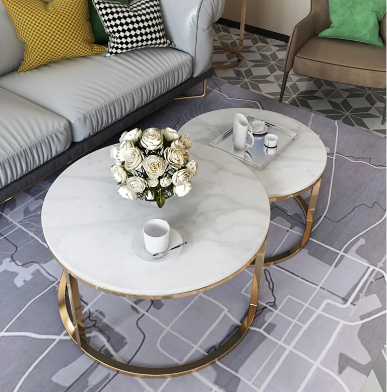 Cheap price popular round modern living room furniture coffee table set of 3 coffee table design