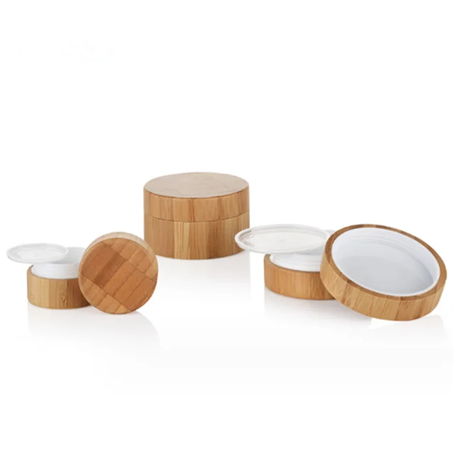 Manufacturer 30ml 50ml 100g 200g 250g Custom Glass Jar Wooden Lid Logo Engraving Jar Lids Bamboo Lid Cosmetic Jar