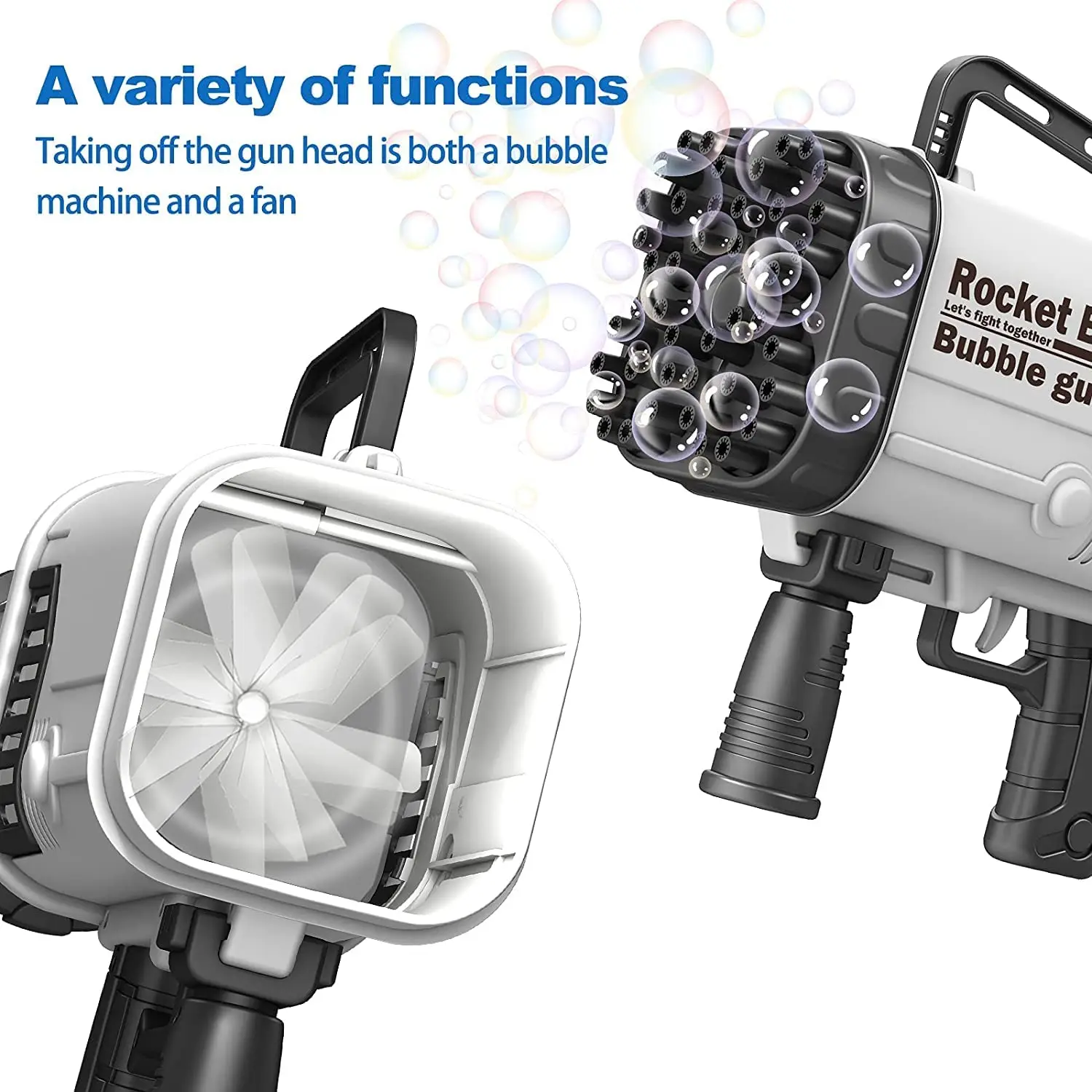Electric Machine 2 In 1 Bubble Gun & Handheld Fan 64 Holes Automatic Bubble Machine Gun Bubble Blower For Kids