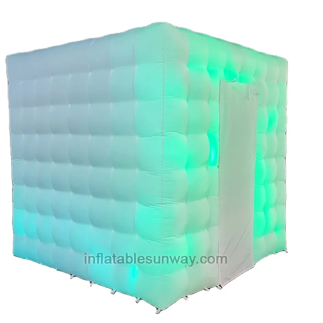 Portable Customized Air 360 LED Photo Booth Enclosure Inflatable Cube Backdrop Tent Party Wedding Event Decor blow up night club