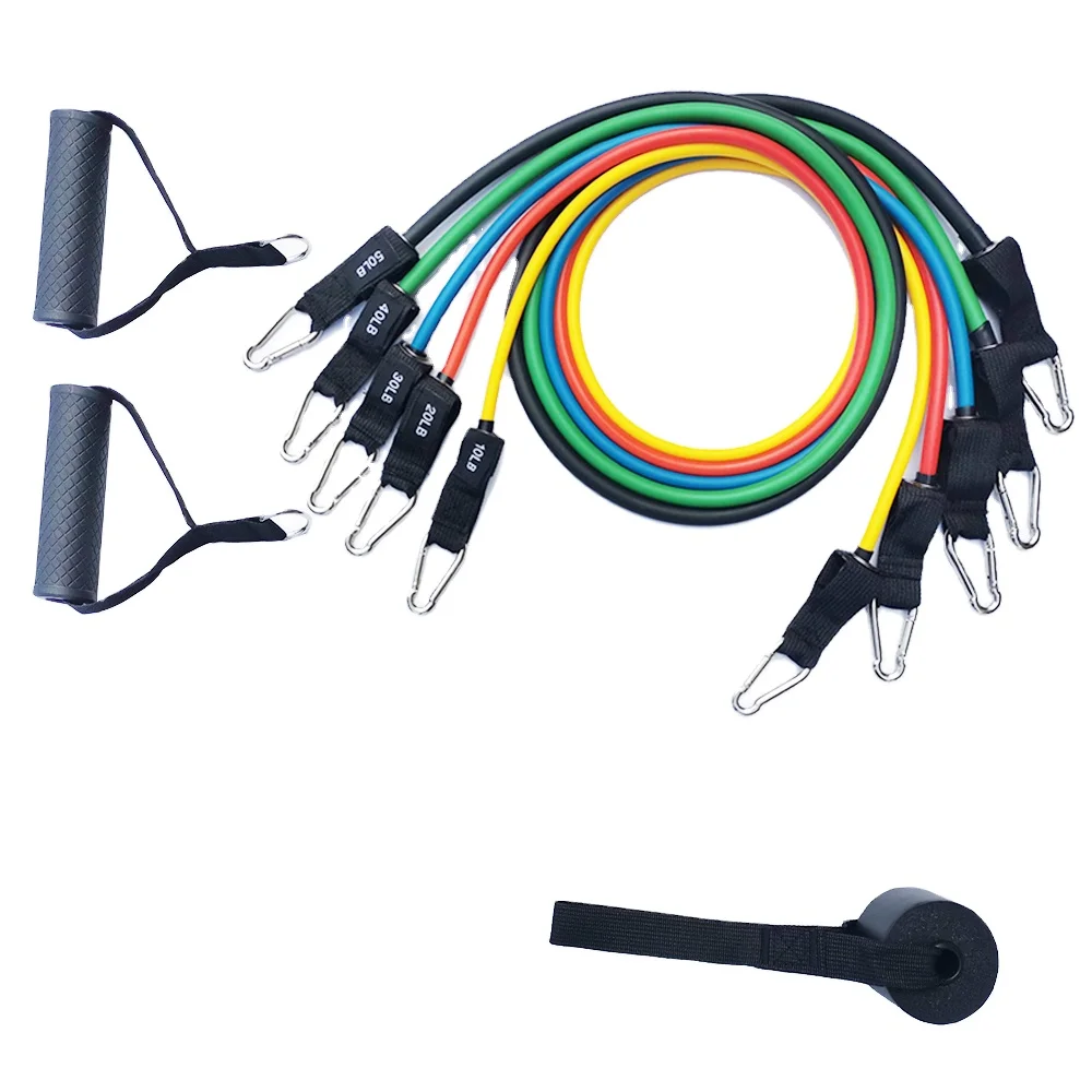 
2021 new fashion Exercise and fitness 11pcs Resistance Band Set power resistance bands 