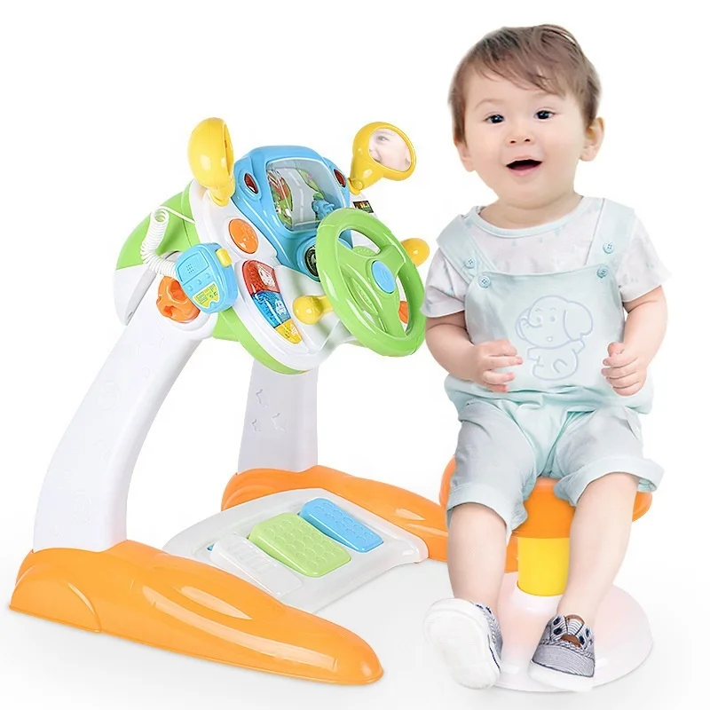 2021 popular simulation toys games machine kids for educational smart electronic steering wheel with music light and car seat