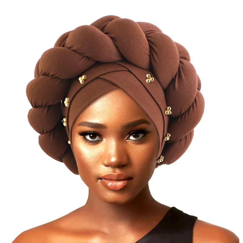 Wholesale Custom Logo Hair Accessories Fashion Braid Headscarf Bandana Bohemia Turban Hats Muslim Turbans Headwrap For Women
