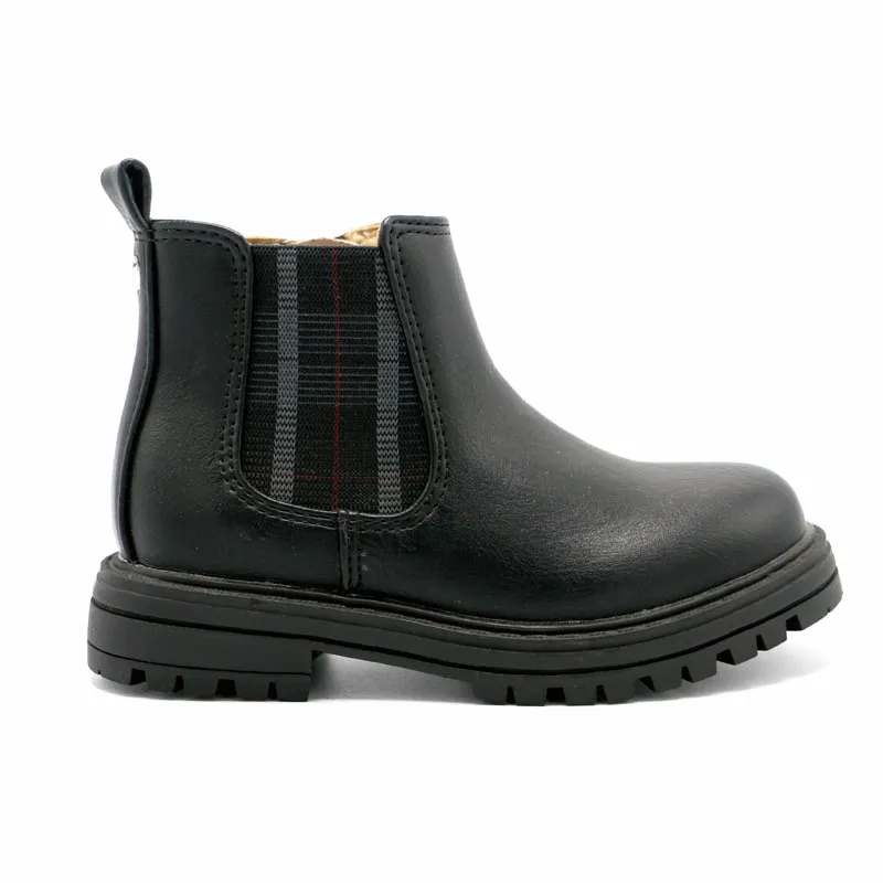 
Customized Casual Shoes for Girl Slip-on Easy Wear Windproof Warm Zipper Elastic Black Cattlehide Leather Boots 
